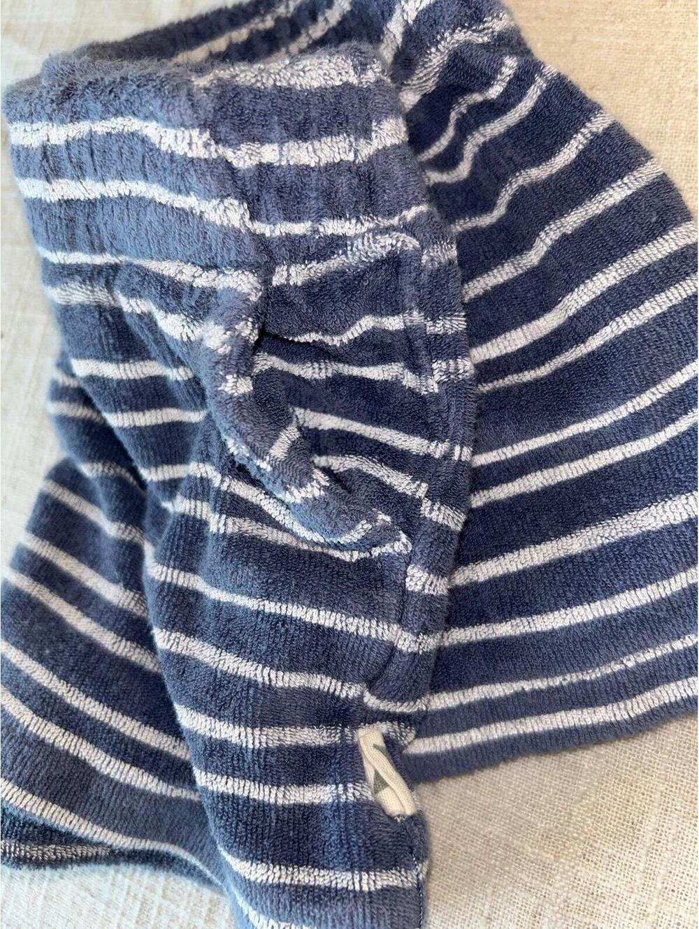 Easy-Peasy Baby Shorts 12M Blue White Striped Organic Cotton Terry Shorts - Picture 5 of 5
